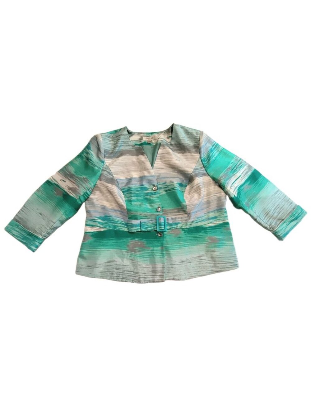Danillo Woman 20W Satin Stripe Blazer Jacket Mint Green Plus Size